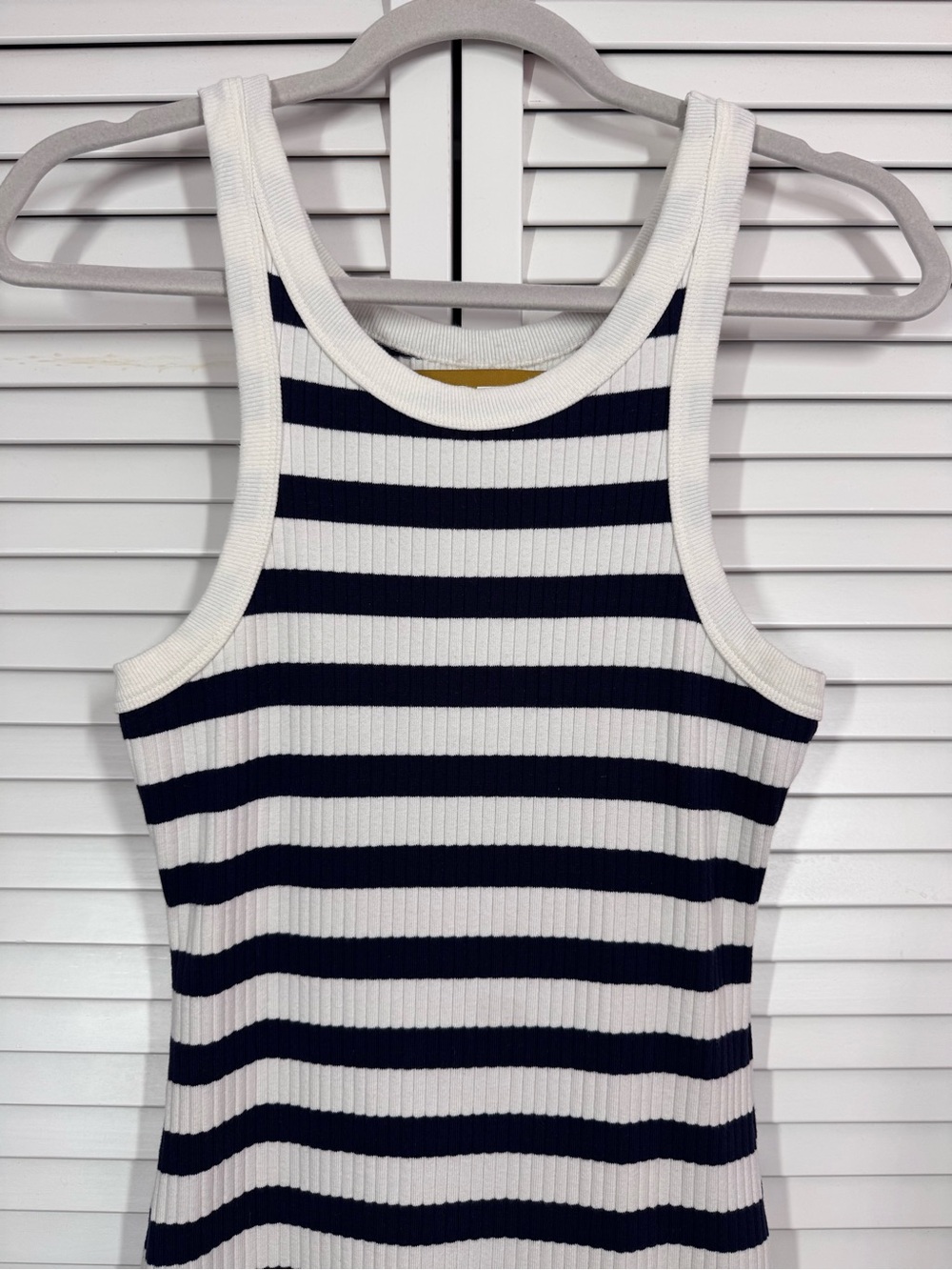MOTHER The Chin Ups Midi Ribbed Tank Dress Stripes White Navy Bodycon Small - Picture 6 of 14